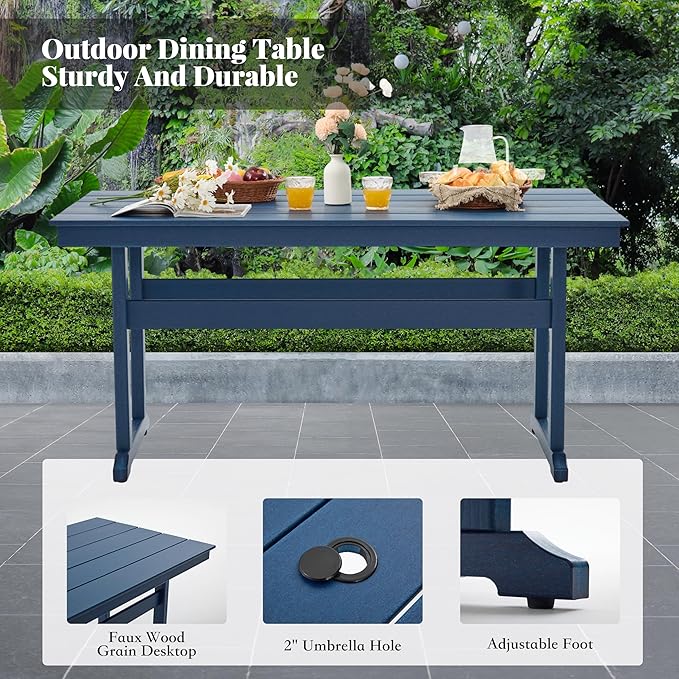 HDPE Dining Table Set for 4, 5-Piece Outdoor Table and Chairs Include 4 Dining - Image 4