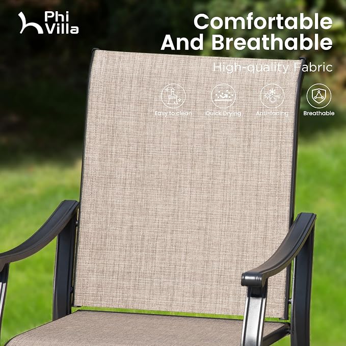 PHI VILLA 5 pcs Patio Dining Table and Chairs, Textilene Dining Chairs Sturdy - Image 3