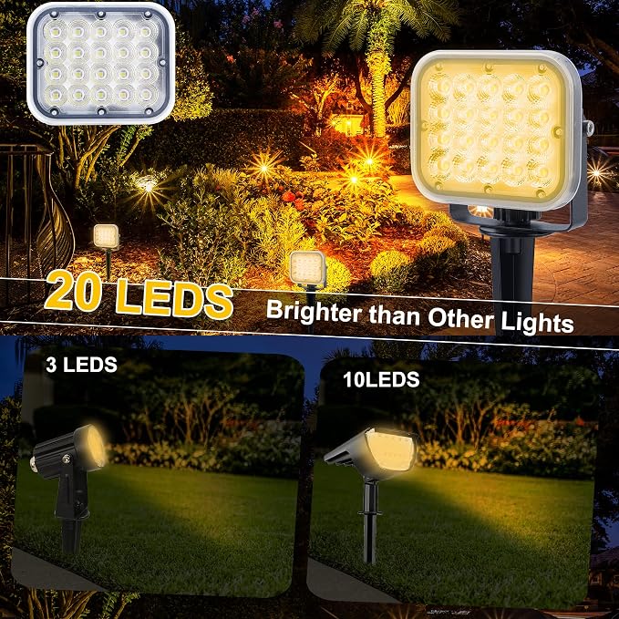 Solar Spot Lights Outdoor, 20 LED IP65 Waterproof Solar Landscape Spotlights - Image 5