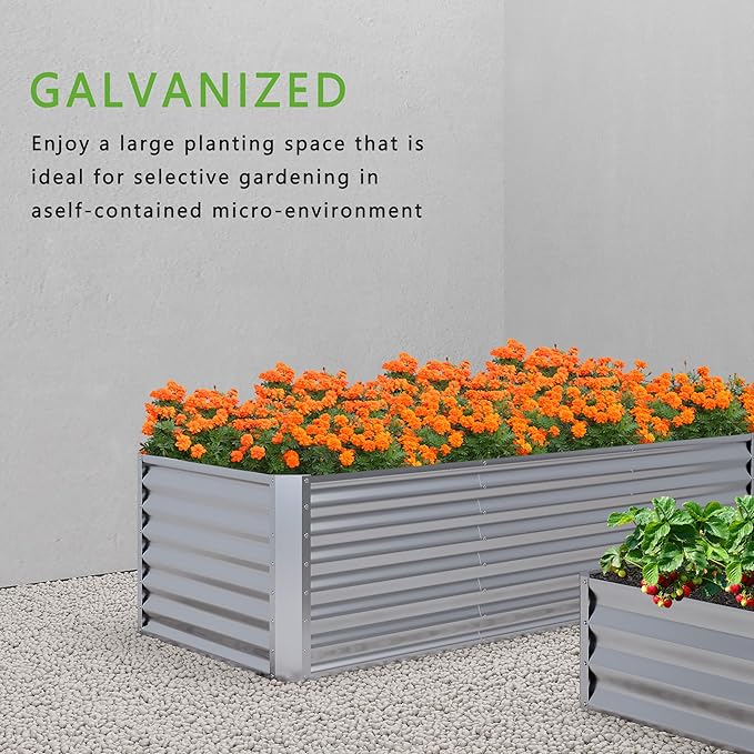 2PCS 6x2x1FT Galvanized Raised Garden Bed, Planter Raised Beds-Metal Garden Box - Image 6