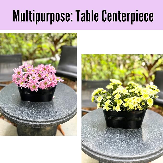 LaLaGreen Outdoor Rail Planter Black Metal Iron Hanging Flower Pots Deck - Image 6