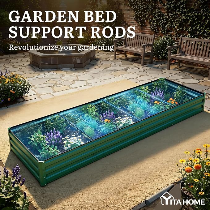 YITAHOME 12x4x1ft 2pcs Large Raised Garden Bed Kit, Galvanized Metal Planter Box - Image 7