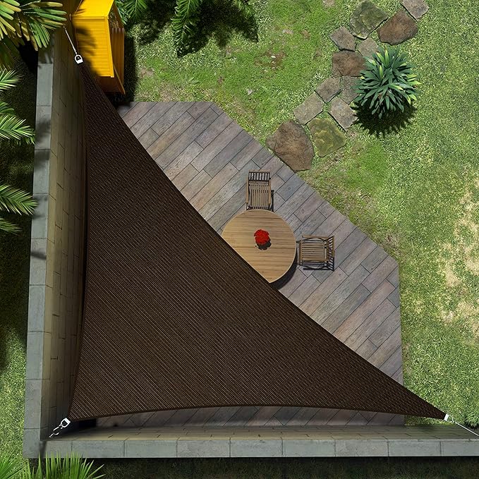 Amgo 16' x 16' x 22.6' Brown Right Triangle Sun Shade Sail UPF50+ Canopy Awning by Amgo