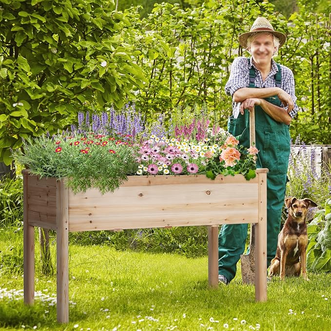 Yaheetech 1pc Raised Garden Bed 48x24x30in Elevated Wooden Horticulture Planter - Image 7