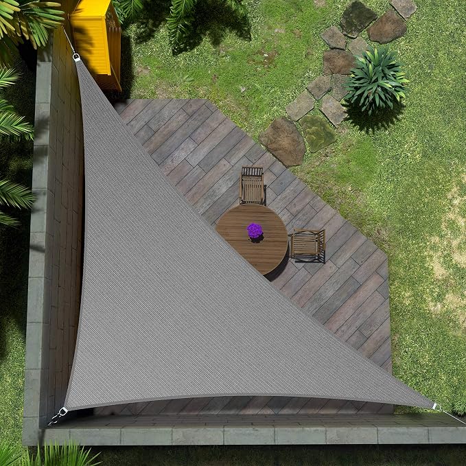 Amgo Custom Size 15' x 18' x 23.4' Gray Right Triangle Sun Shade Sail UPF50+ by Amgo