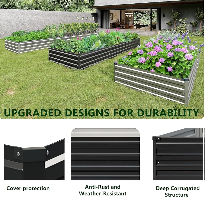 2PCS 8x4x1ft Galvanized Raised Garden Bed Kit, Metal Planter Box - Image 6