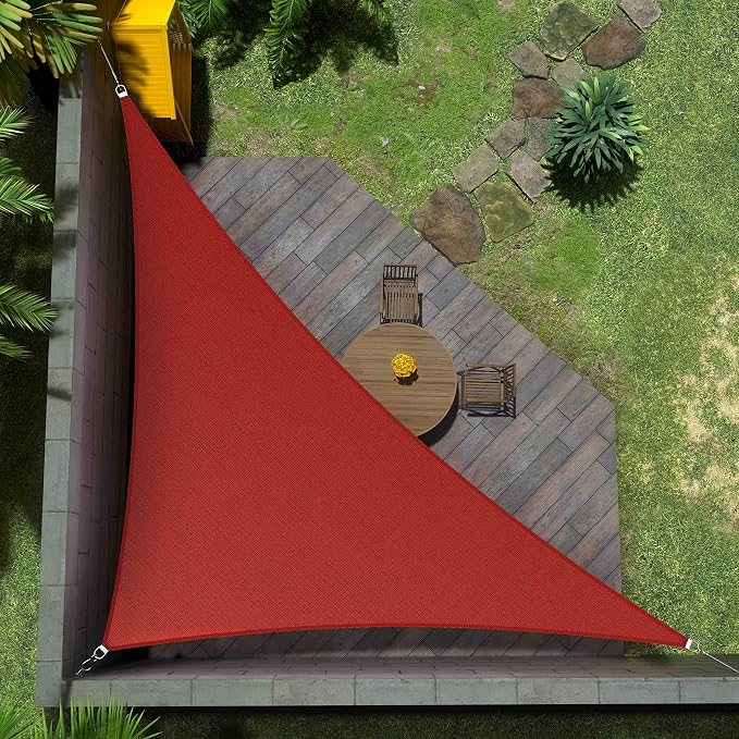 Amgo Custom Size 13' x 15' x 19.8' Red Right Triangle Sun Shade Sail Order to by Amgo