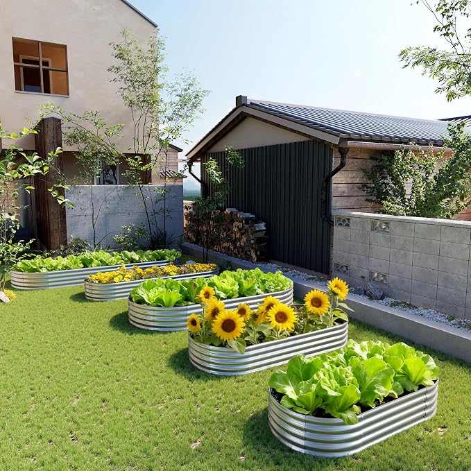 2PCS 4x2x1FT Galvanized Raised Garden Bed Kit, Vegetable Boxes-Oval Metal - Image 7