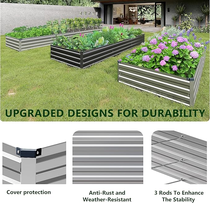 2PCS 7x3x1ft Galvanized Raised Garden Bed Kit, Metal Planter Box - Image 6