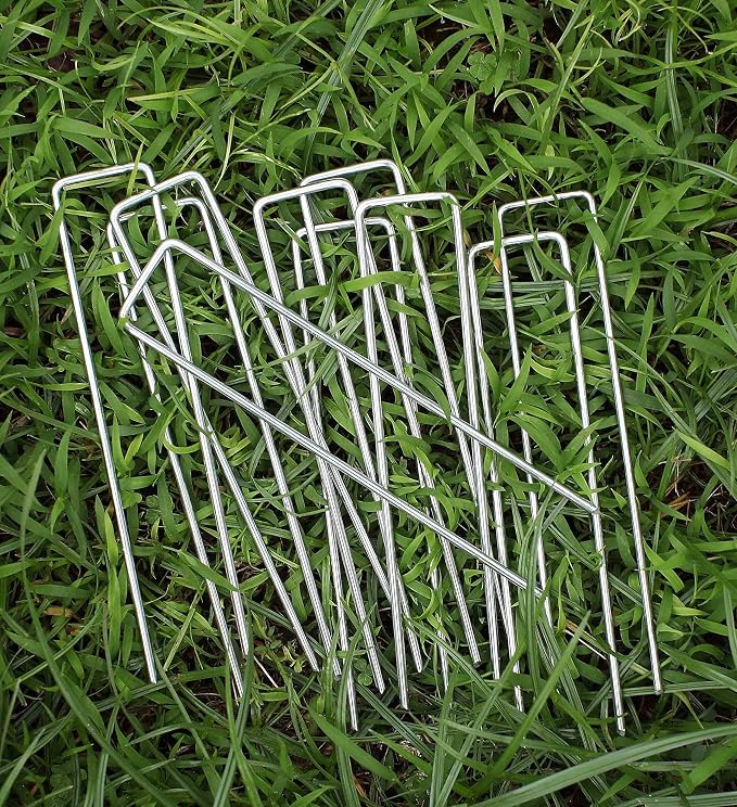 6 Inches Galvanized Garden Staples, Metal Tent Stakes, Heavy Duty U-Shaped Pins - Image 5