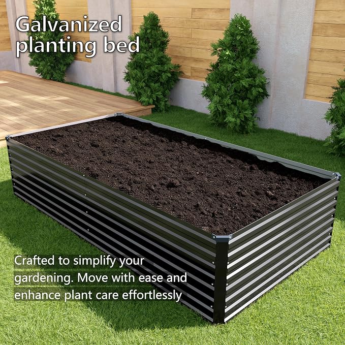 8x4x2FT Galvanized Raised Garden Bed Kit, Vegetable Plant Boxes-Rectangle Metal - Image 6