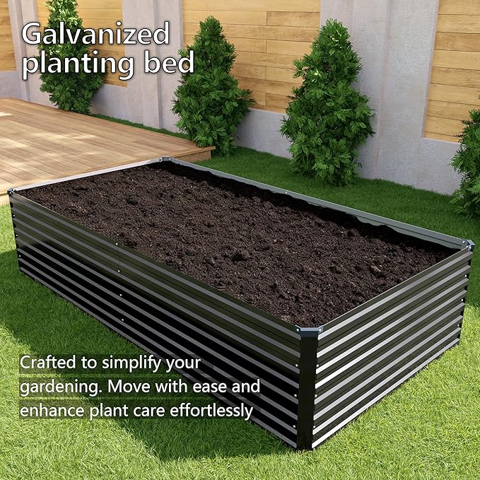 12x4x2FT Galvanized Raised Garden Bed Kit, Vegetable Plant Boxes-Rectangle - Image 7