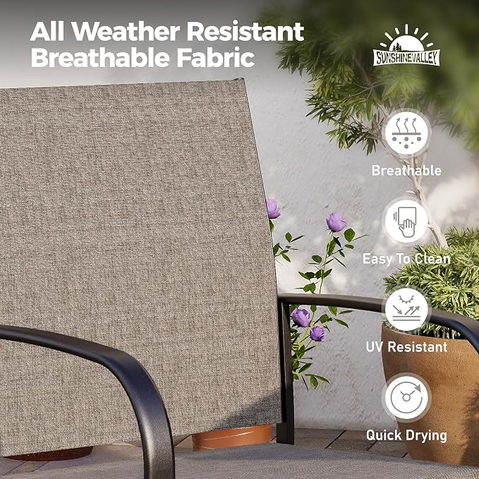 5 Piece Patio Dining Set for 4, 37”x37” Square Table - Image 4