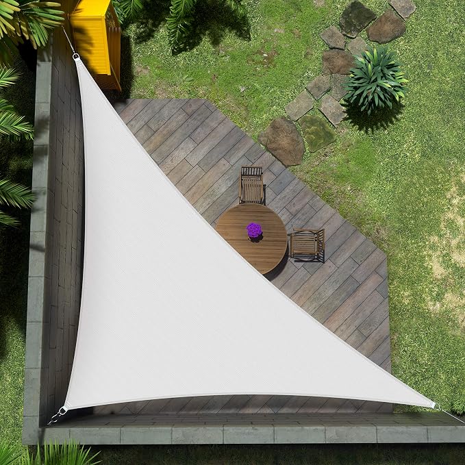 Amgo Custom Size 8' x 16' x 17.9' White Right Triangle Sun Shade Sail UPF50+ by Amgo