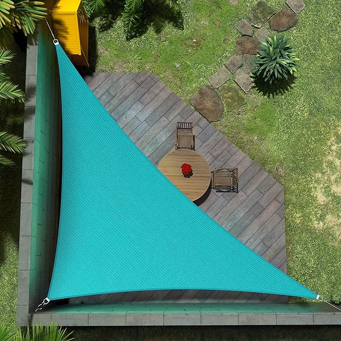 Amgo Custom Size 17' x 21' x 27' Turquoise Triangle Sun Shade Sail Order to by Amgo
