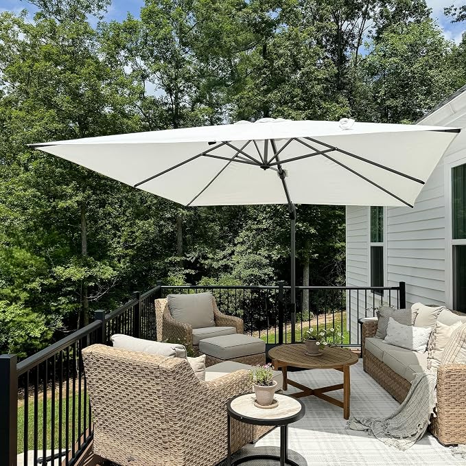 PURPLE LEAF 9.8' X 9.8' Left-right Tilting Patio Umbrella Outdoor Cantilever by PURPLELEAF