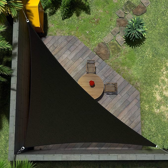 Amgo Custom Size 6' x 10' x 11.7' Black Right Triangle Sun Shade Sail Order to by Amgo