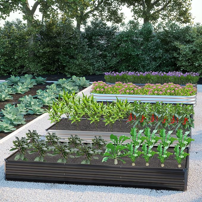 12x4x1FT Galvanized Raised Garden Bed Kit, Vegetable Boxes-Rectangle Metal - Image 8